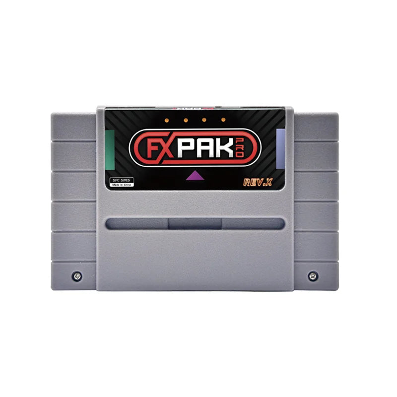 EVERGENESIS FXPAK Pro Rev. X SNES Game Cartridge – SD2 Flash Card for SFC/SNES 16-Bit Console with 8GB Memory Card