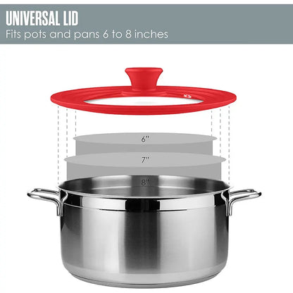 Multifunctional Tempered Glass Pot Lid with Silicone Rim: Cool Touch Handle, Steam Dishwasher Safe - Skillet Pan Cover, Ideal Christmas Gift
