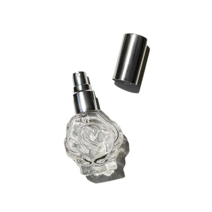 10ml Rose-Shaped Glass Perfume Bottle – Mini Refillable Spray Atomizer for Travel & Cosmetic Mist
