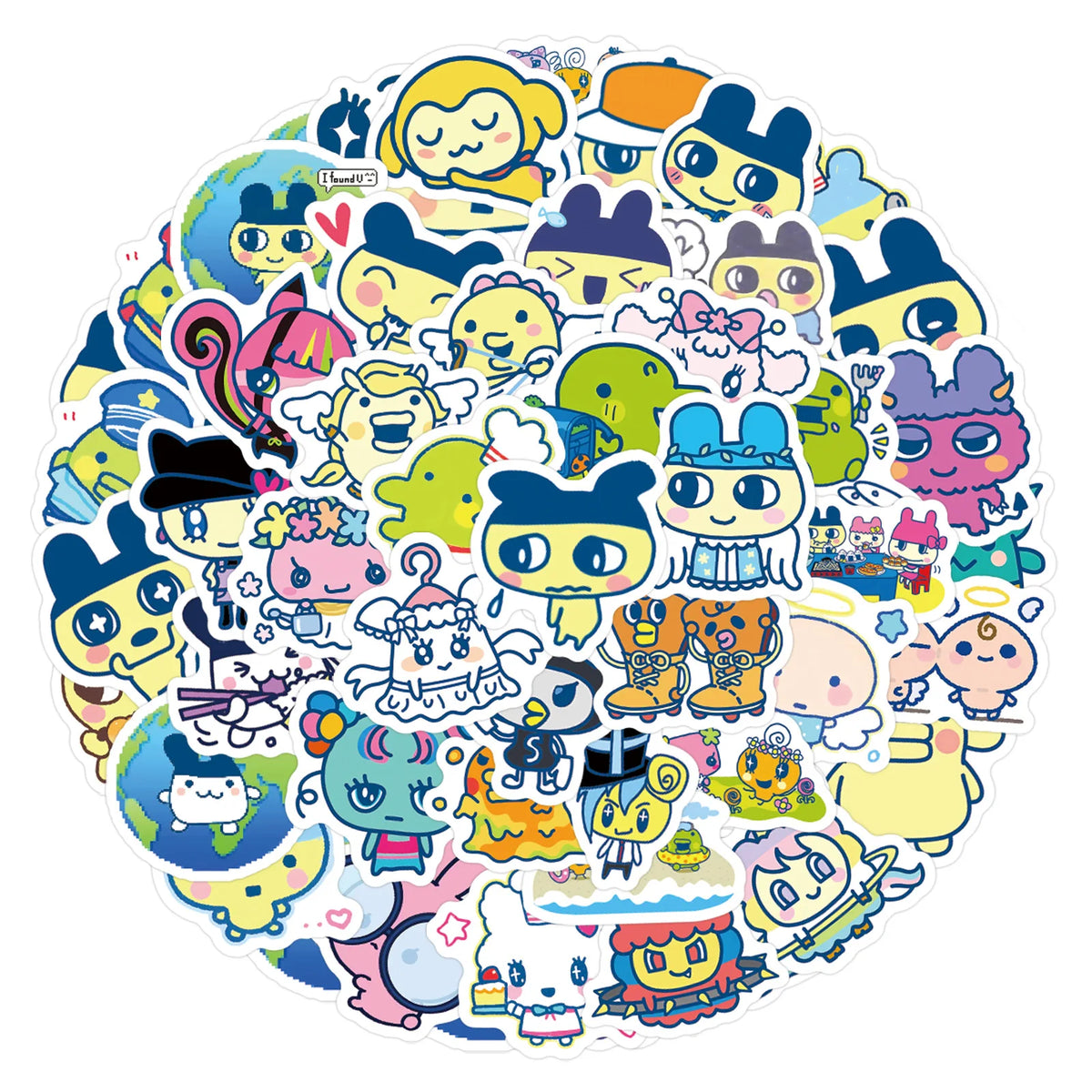 100-Piece Tamagotchi Graffiti Sticker Set - Cute Cartoon Stickers for Notebooks, Luggage, Scrapbooks, and DIY Crafts
