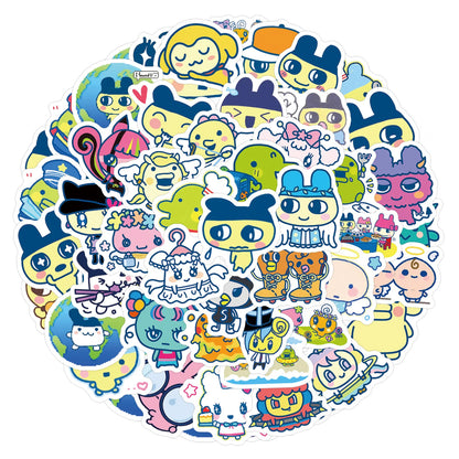 100-Piece Tamagotchi Graffiti Sticker Set - Cute Cartoon Stickers for Notebooks, Luggage, Scrapbooks, and DIY Crafts