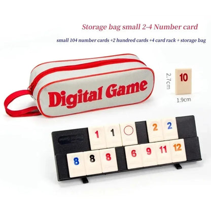 Rummy Cube Tile Game Set - Portable Family Travel Board Game with 4 Racks and 106 Number Tiles