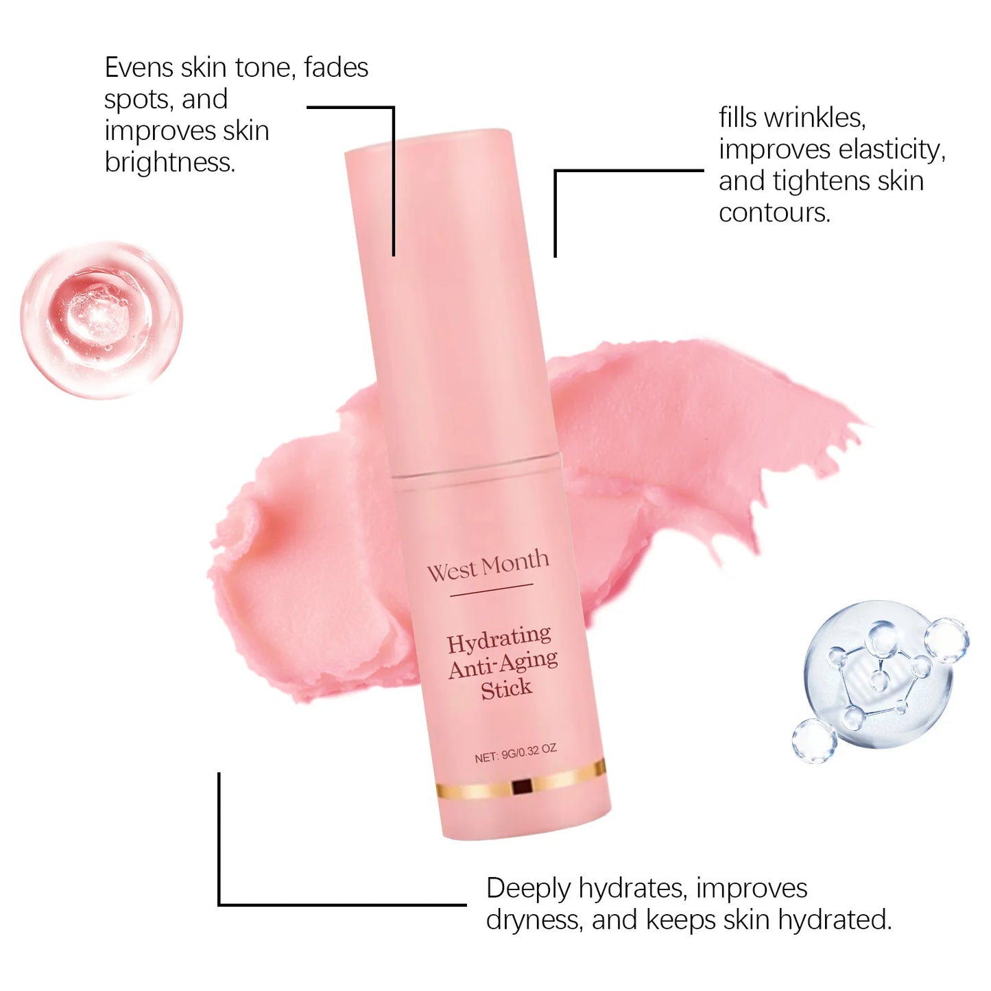 Collagen Multi-Bounce Balm Stick – Instant Wrinkle Removal, Anti-Aging, Firming & Brightening Moisturizer for Dull Skin
