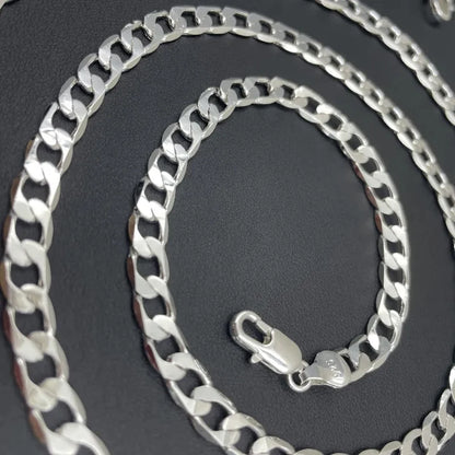 Men’s 925 Sterling Silver Face Chain Necklace — 2/4/6/8/10/12MM, 40–75cm with Lobster Clasp, Engagement Jewelry Gift for Men & Women