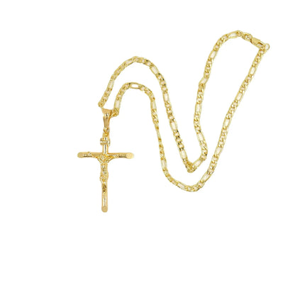 Gold-Plated Chain with Jesus Pendant Cross Necklace – Religious Jewelry for Men & Women