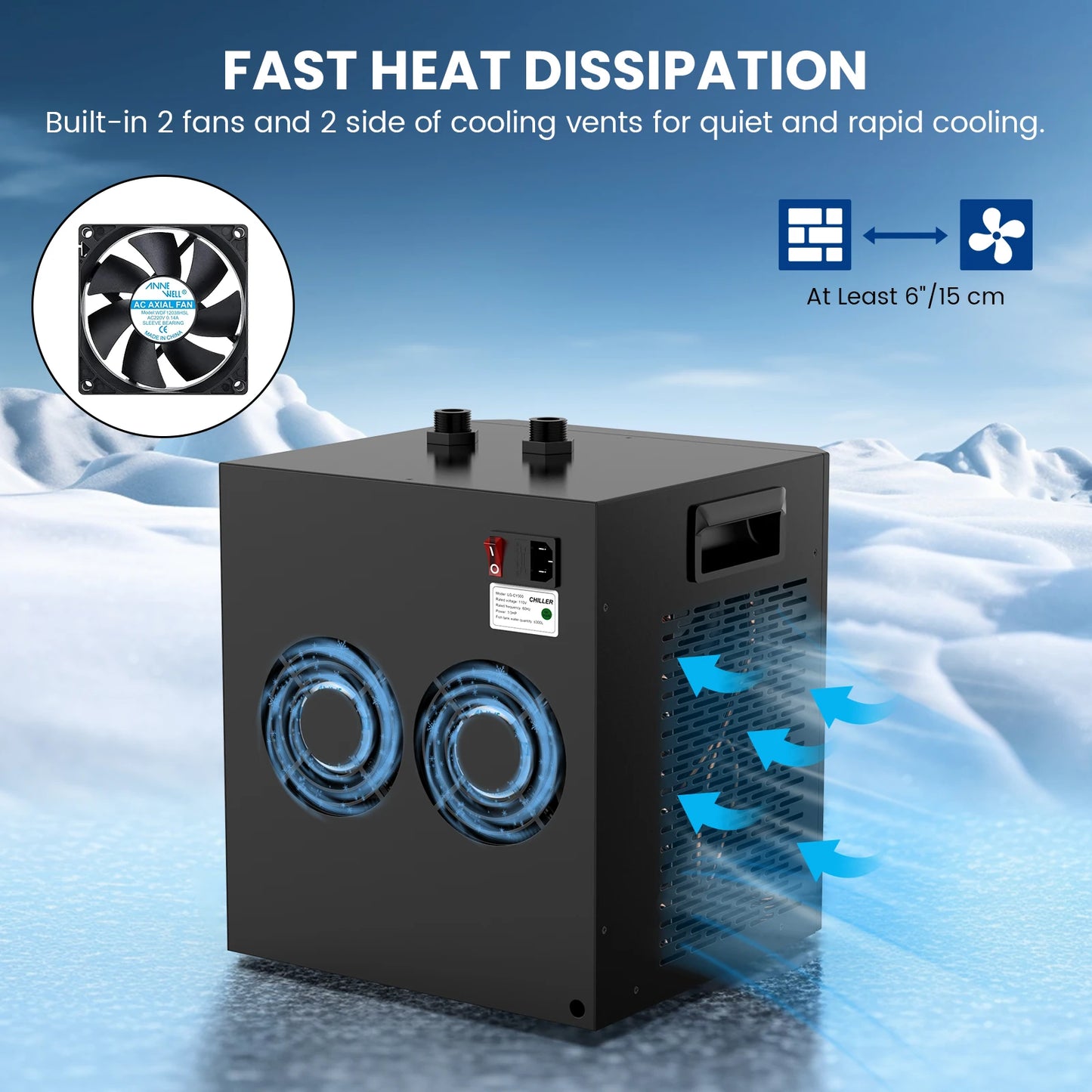 Aquarium Chiller 79Gal 1/3 HP - Water Chiller for Home Use, Hydroponics, Axolotl, Fish, Coral, Shrimp, 110V with Pump and Pipe