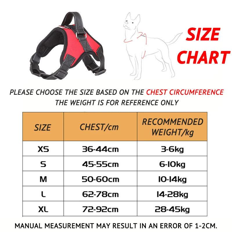 Reflective Adjustable Dog Harness - No-Pull Design for Walking & Training - Ideal for Small, Medium, Large, & Big Dogs - Chest Strap Product