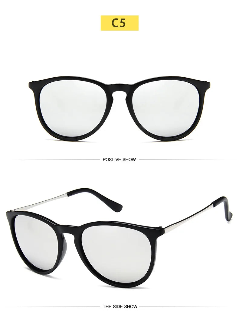 Metal Frame Vintage Round Sunglasses — Reflective UV Protection Shades for Men & Women