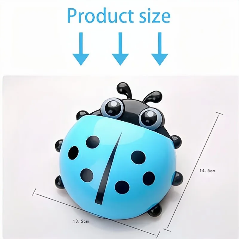 Ladybug Cartoon Animal Toothbrush Holder: 1pcs Insect Design Wall Suction Bathroom Organizer for Toothbrush and Toothpaste