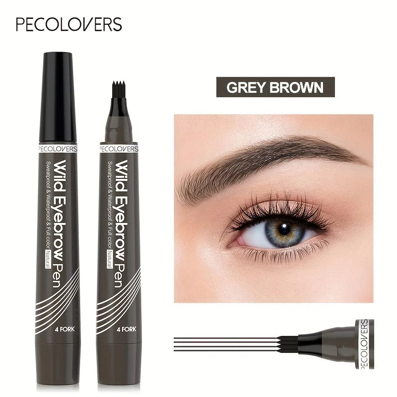 6-Color Waterproof Eyebrow Pen – 4-Split Tip Liquid Eyebrow Tattoo Pencil for Natural Long-Lasting Makeup & Definition