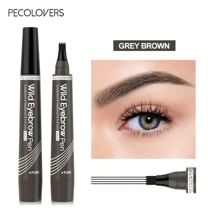 6-Color Waterproof Eyebrow Pen – 4-Split Tip Liquid Eyebrow Tattoo Pencil for Natural Long-Lasting Makeup & Definition