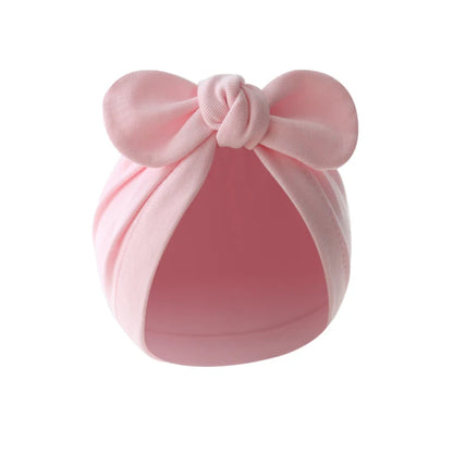 Cute Bunny Ears Baby Turban Hat – Solid Color Soft Cotton Beanie for Infant Girls & Boys, Toddler Bonnet Headwrap