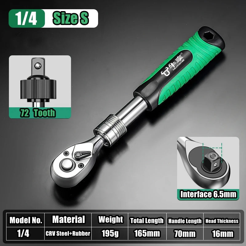 # Telescopic Ratchet Wrench Set - 72-Tooth Quick Release Adjustable Head Tool for Automotive Repair