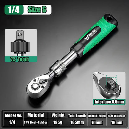 # Telescopic Ratchet Wrench Set - 72-Tooth Quick Release Adjustable Head Tool for Automotive Repair