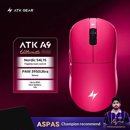 ATK DragonFly A9 Air Ultimate Wireless Gaming Mouse - 42000DPI PAW3950 Sensor 8KHz RGB Ergonomic Mouse for PC Windows & MacOS