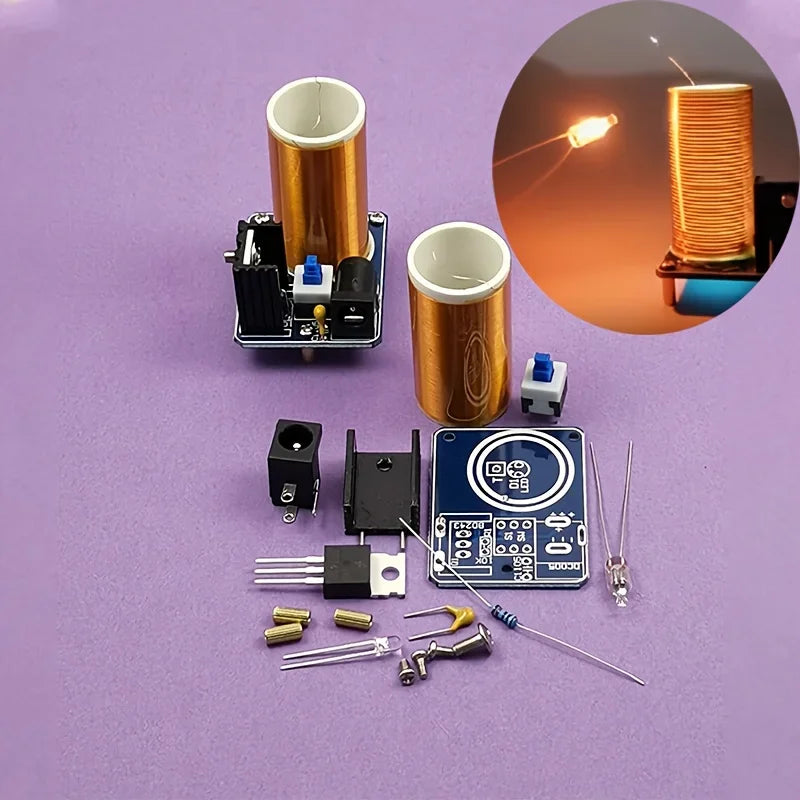 Mini Tesla Coil Kit BD243 – DIY Electronics Project for Hand Soldering Practice, Battery-Free Hobbyist Kit
