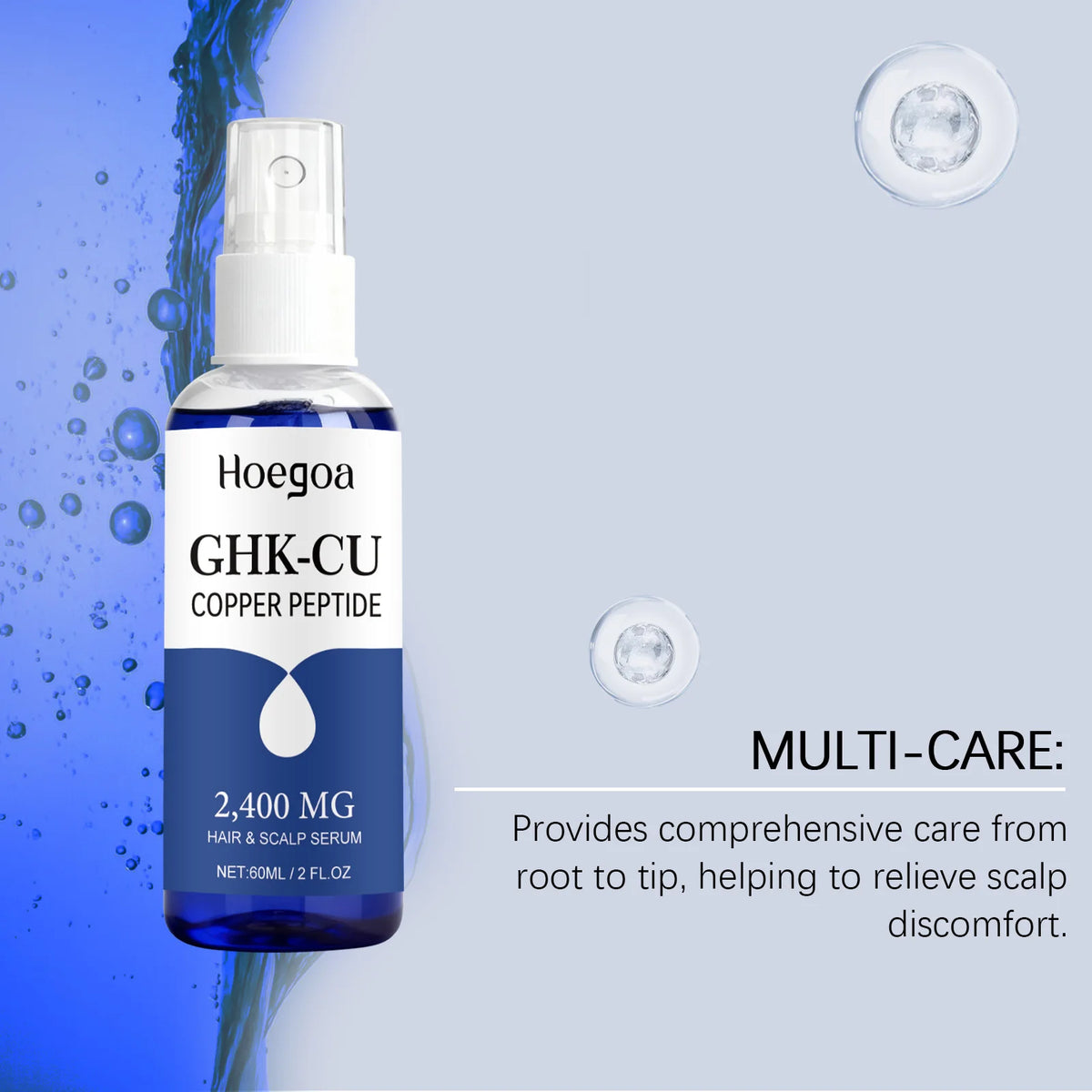 GHK-Cu Copper Peptide Hair Serum - 60ml Nourishing Hair Spray for Moisturizing, Root Care & Non-Greasy Absorption