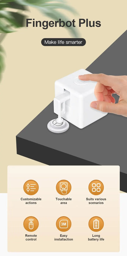 Tuya Zigbee Bluetooth Fingerbot Plus — Smart Button Pusher Switch Bot, Works with Alexa, Google Home & Smart Life App