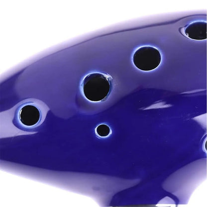 12 Tone Alto C Ocarina – Ceramic Musical Instrument with Songbook, Neck Cord & Carry Bag, Blue