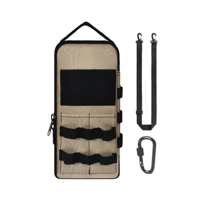 Heavy Duty Tool Bag - Portable Multi-Pocket Tool Organizer with Carabiner & Retractable Cord