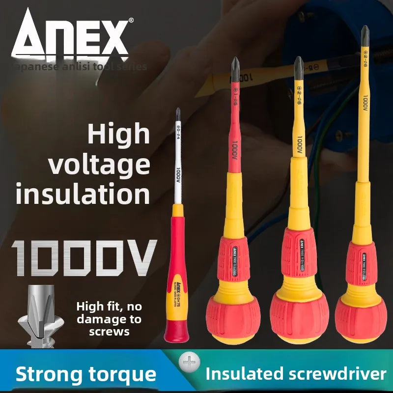ANEX Insulated Screwdriver - Strong Magnetic Professional Electrician Tool