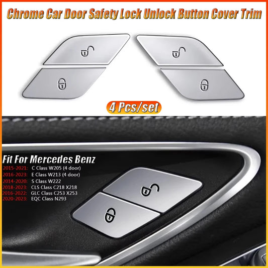 Mercedes-Benz C/E/GLC/Vito ABS Door Lock Button Cover – W205 W213 X253 W447 Car Interior Lock/Unlock Sticker Accessories