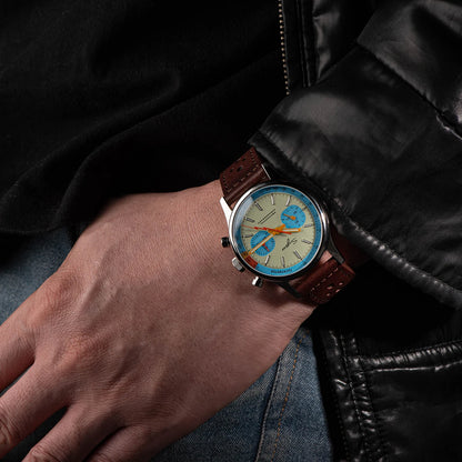 Sugess Pilot Men’s Chronograph Watch — Original ST1901 Mechanical Movement, Sapphire Crystal, Waterproof Racing Strap