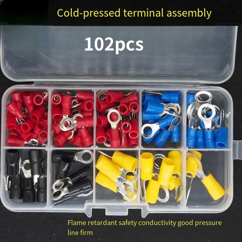 102/280/300/480PCS Assorted Wire Connector Kit – Insulated Male & Female Spade Crimp Terminals for Electrical Wiring Repairs
