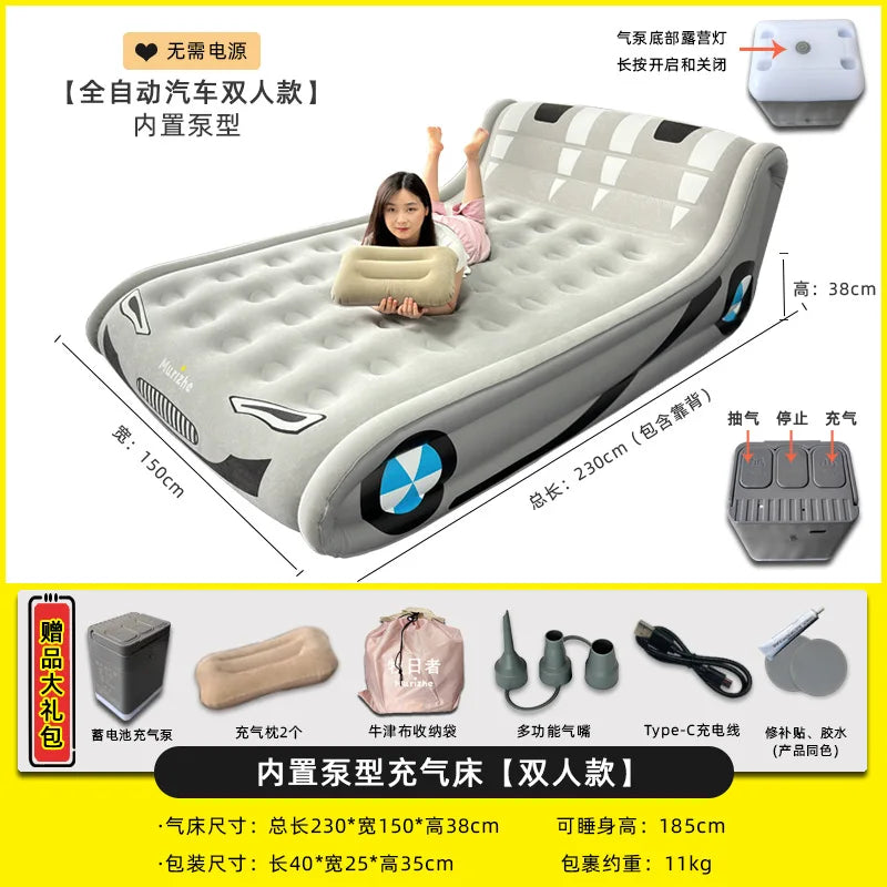 Sun Shepherd Inflatable Air Mattress - Automatic Single Double Camping Bed with Backrest