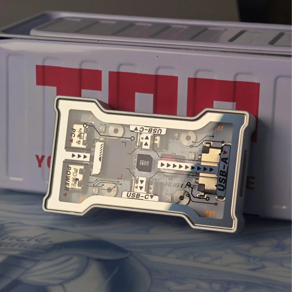 HMLAB HUB Lite Gaming USB Hub - 2-to-3 Port Extender with 8KHz High-Speed Support, OLED Display, and Button Control