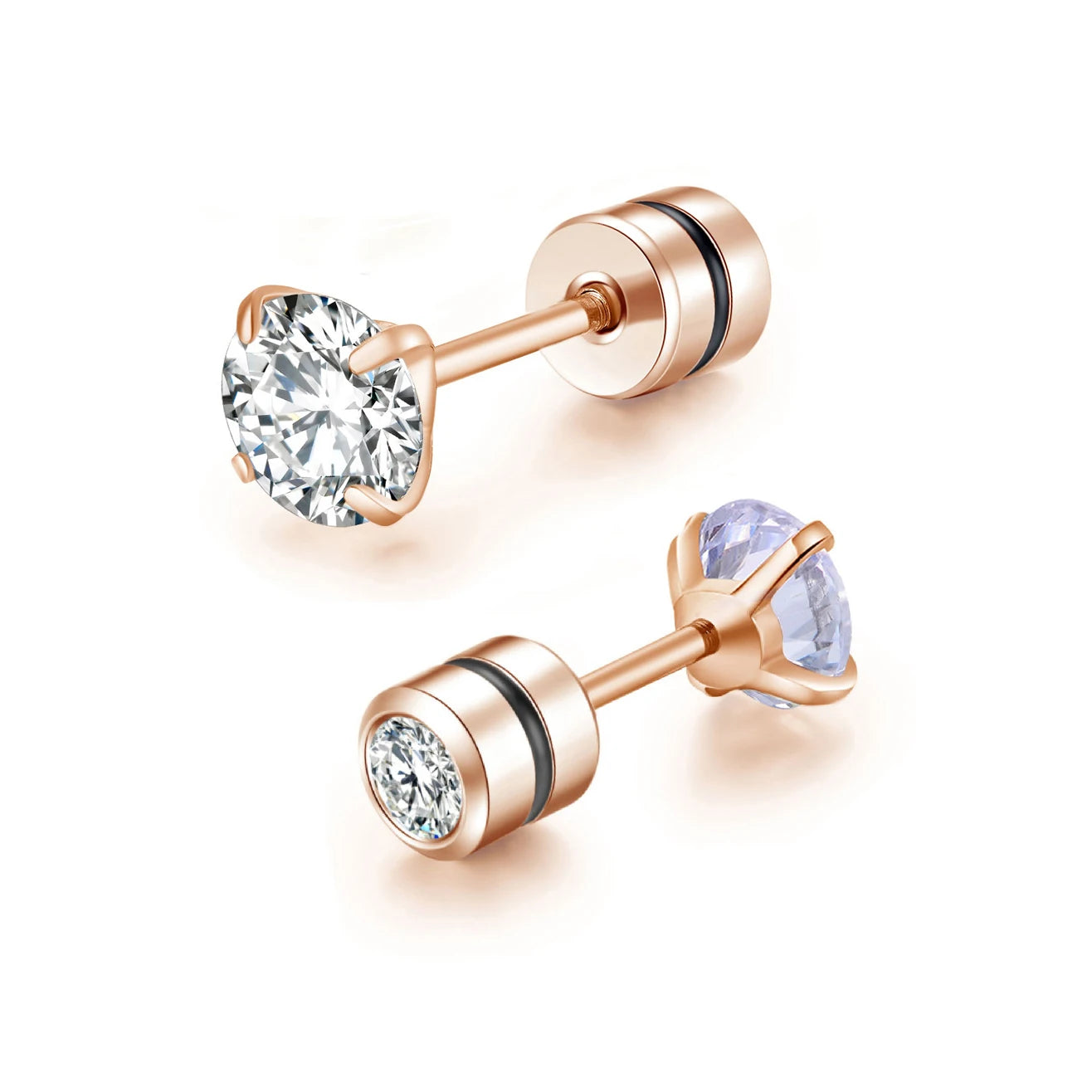 Medical Stainless Steel Crystal Zircon Ear Studs – Hypoallergenic Tragus & Cartilage Screw Piercing Earrings Jewelry