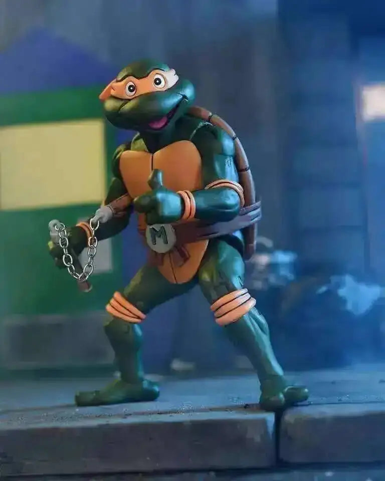 Four New NECA Anime Action Figures – Leonardo Teenage Mutant Ninja Turtles Pizza Club Model Figurines for Toys & Shelf Display