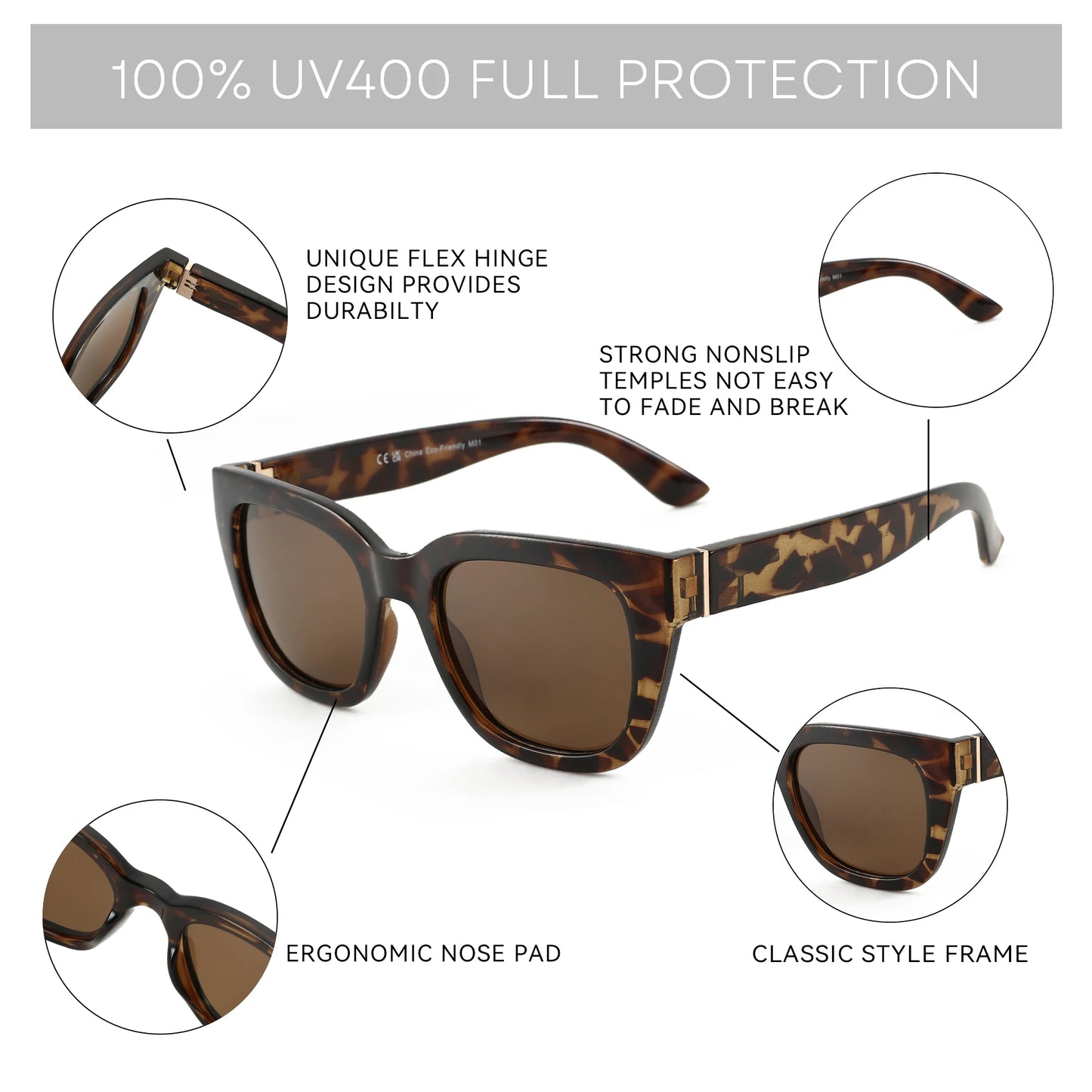 ZENOTTIC Retro Square Polarized Sunglasses for Women – Vintage UV400 Protection Fashion Shades with Trendy Stylish Design