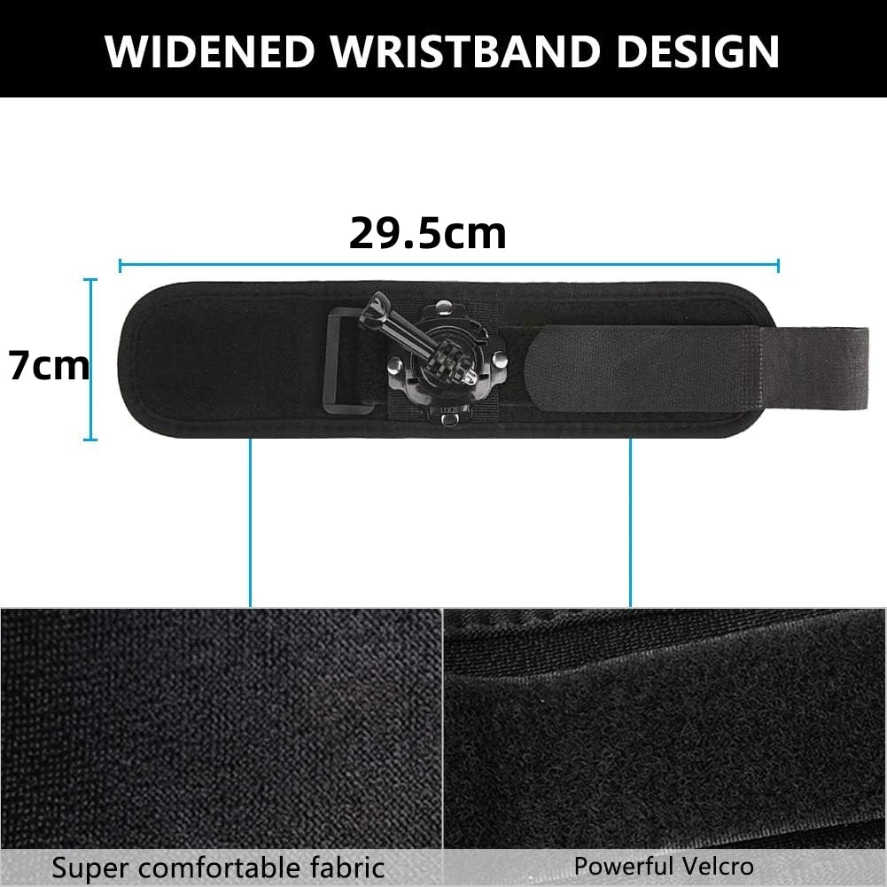 360° Rotating Wrist Strap — Compatible with GoPro Hero 12–2, AKASO, EKEN, DJI, Yi, Apeman Action Cameras