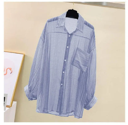 Summer Sunscreen Shirt – Elegant Thin Chiffon Korean Harajuku See-Through Loose Blouse & Casual Women’s Cardigan