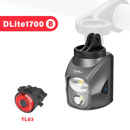 TOWILD DL1200S/DL1700 Bike Light - Rechargeable MTB Front Headlight with Cut-Off Beam, 1900LM Output & Power Bank Function