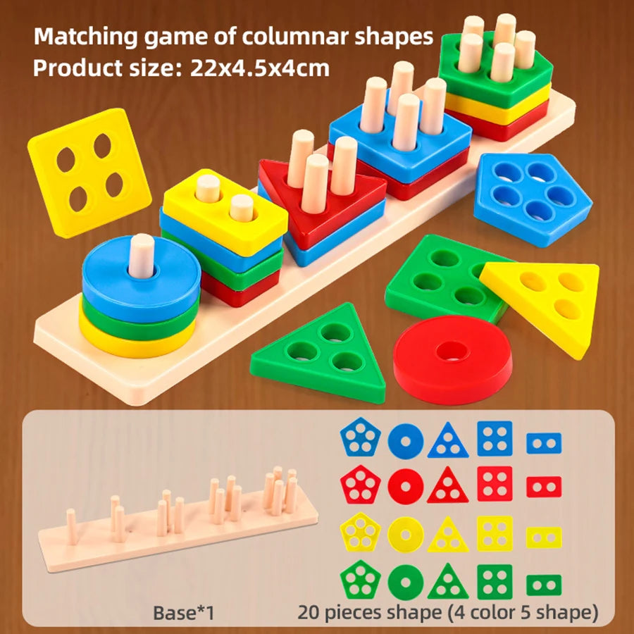 Geometric Building Blocks Set – Early Learning Educational Toys for Toddlers and Children’s Shape Recognition and Creativity