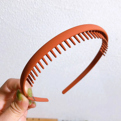 Fashion Solid Color Plastic Hairbands – Toothed Wave Combs, Non-slip Hair Bands for Women & Girls, Face Wash Headbands, Hair Accessories