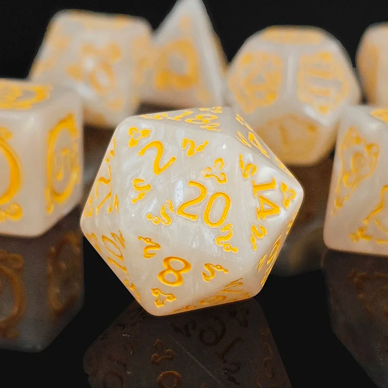 DND 7-Piece Dragon Pattern Polyhedral Dice Set – Role-Playing D&D TRPG Board Game Accessories