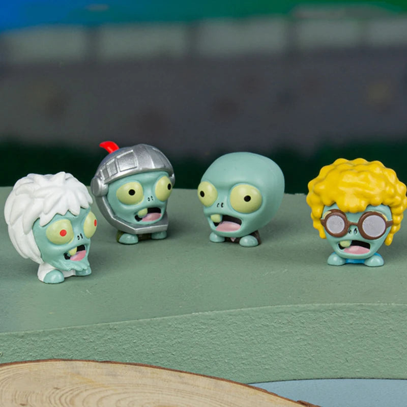 Plants vs Zombies Q Version Mini Figures – Random 4-Style Plant & Zombie Toys for Collection