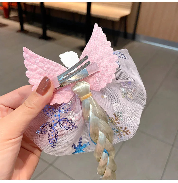 Disney Frozen Elsa Princess Wig & Braid Hairpin - Kawaii Hair Clip Accessories for Girls, Anime Cartoon Toy Gifts