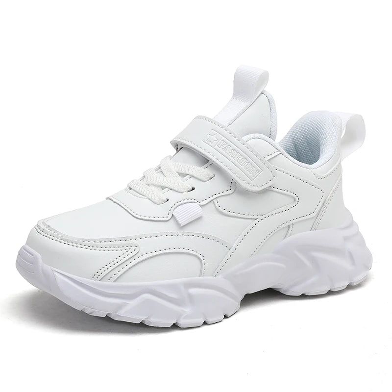 Kids Sport Casual Shoes — Leather Sneakers for Girls & Boys (Ages 5-16), Outdoor Running, Soft Sole, Anti-Slip Walking Footwear