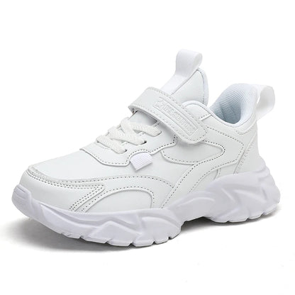 Kids Sport Casual Shoes — Leather Sneakers for Girls & Boys (Ages 5-16), Outdoor Running, Soft Sole, Anti-Slip Walking Footwear