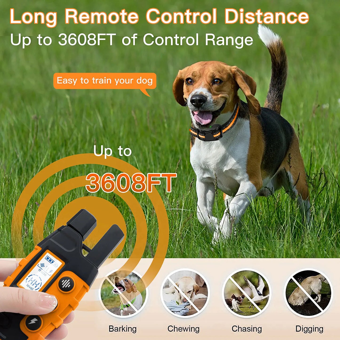 3300Ft Electric Dog Training Collar - Remote Control, Waterproof, Shock & Vibration for 5-120lbs Puppies, Pet Behavior Training