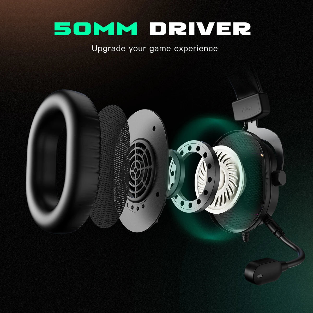 Fifine RGB Dynamic Gaming Headset — Over-Ear Mic Headphones with 7.1 Surround Sound & 3 EQ Modes for PC, PS4, PS5, Games & Music