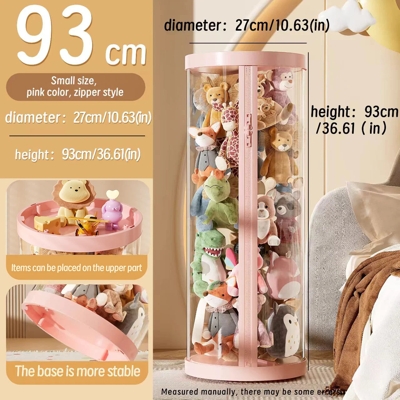 Transparent Doll & Plush Toy Storage Box — DIY Zipper Organizer Tube for Kids’ Toys, Christmas Gift, and Home Use