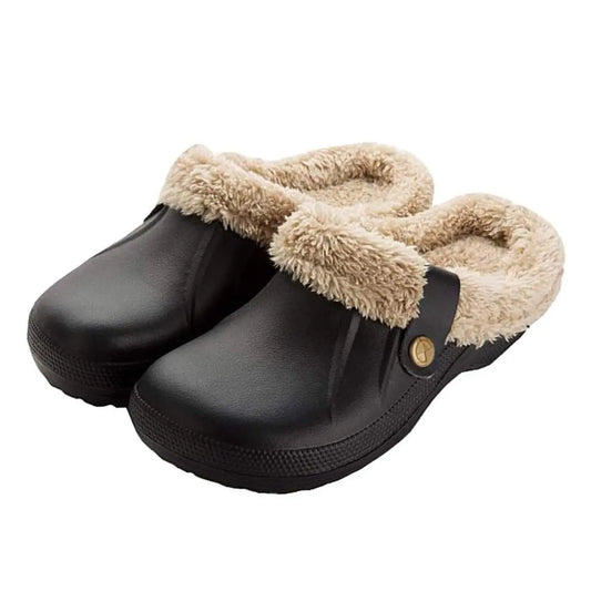 Kidmi Fur Clogs for Women and Men - Fashion Fuzzy Garden Shoes, Outdoor Waterproof House Shoes, Winter Antiskid Work Footwear