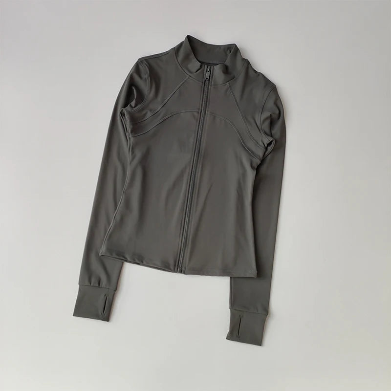 Women's High-End Yoga Suit - Standing Collar Long-Sleeved Sports Jacket - Windproof Running Training Fitness Top
