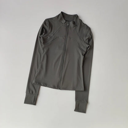 Women's High-End Yoga Suit - Standing Collar Long-Sleeved Sports Jacket - Windproof Running Training Fitness Top