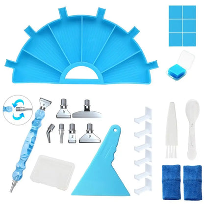 6-Grid Diamond Painting Tray Kit – Large Capacity Drill Plate, Beading Plate, and Cross Stitch Tools with Diamond Painting Pen